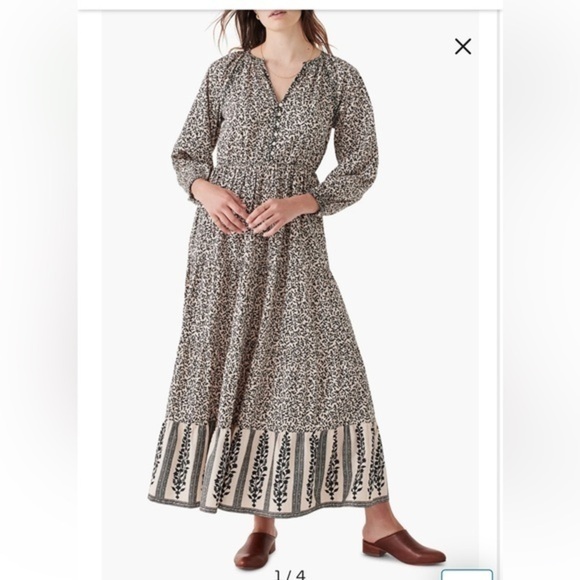 Faherty Phoebe Printed Long Sleeve Floral Maxi Dress Size Medium - Picture 1 of 17